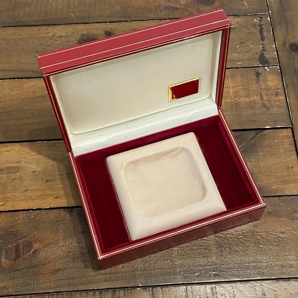 Vintage Rolex Watch Box Red Floral Tapestry Embroidery Gold Trim case